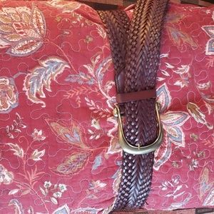 EUC- Another Line Woven Leather Belt w/Brass Buckle